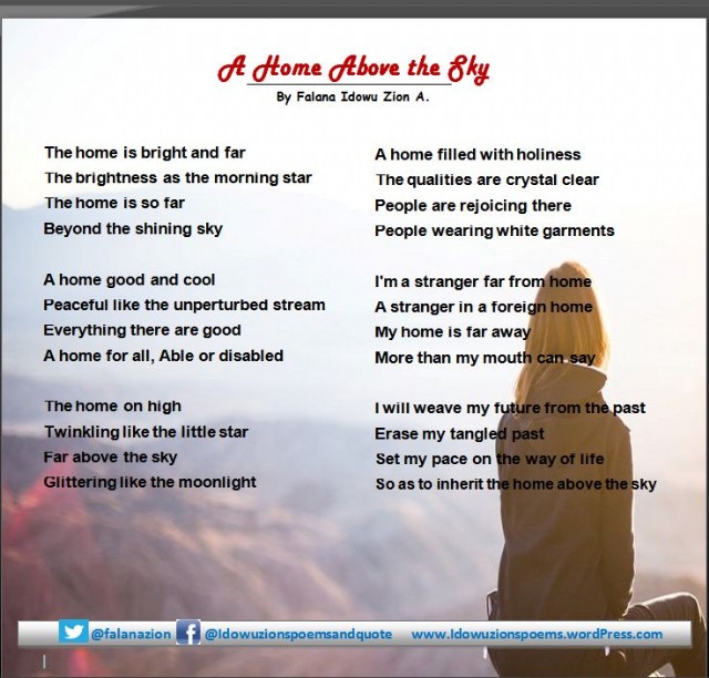 A Home Above The Sky Poem By Falana Idowu Zion Poem Hunter