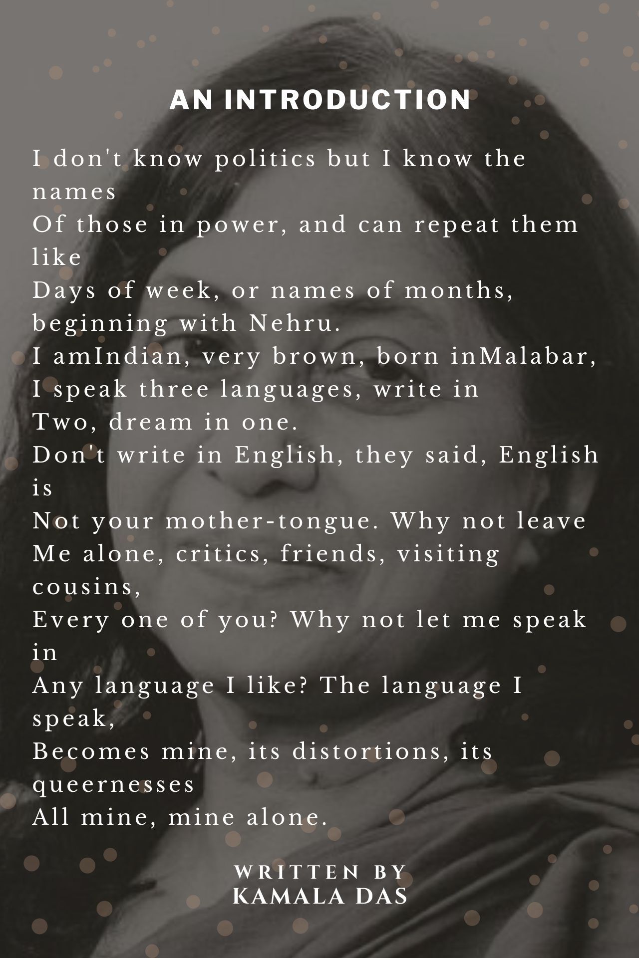 An Introduction An Introduction Poem By Kamala Das