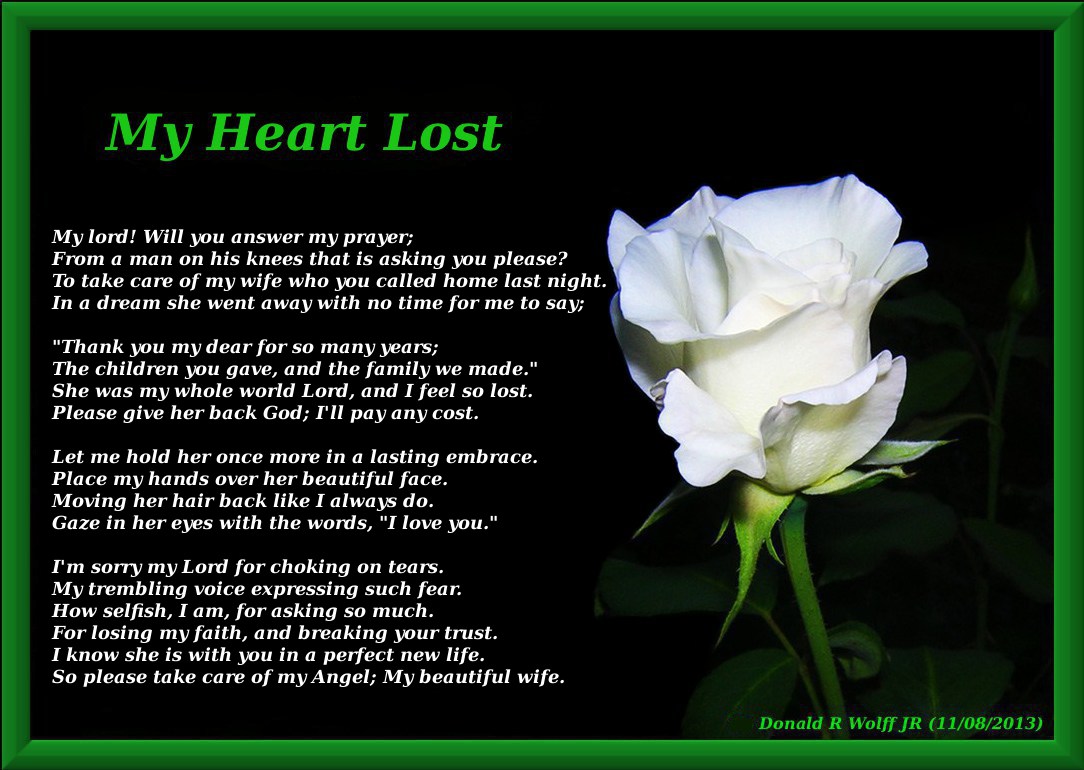 My Heart Lost - My Heart Lost Poem by Donald R Wolff JR