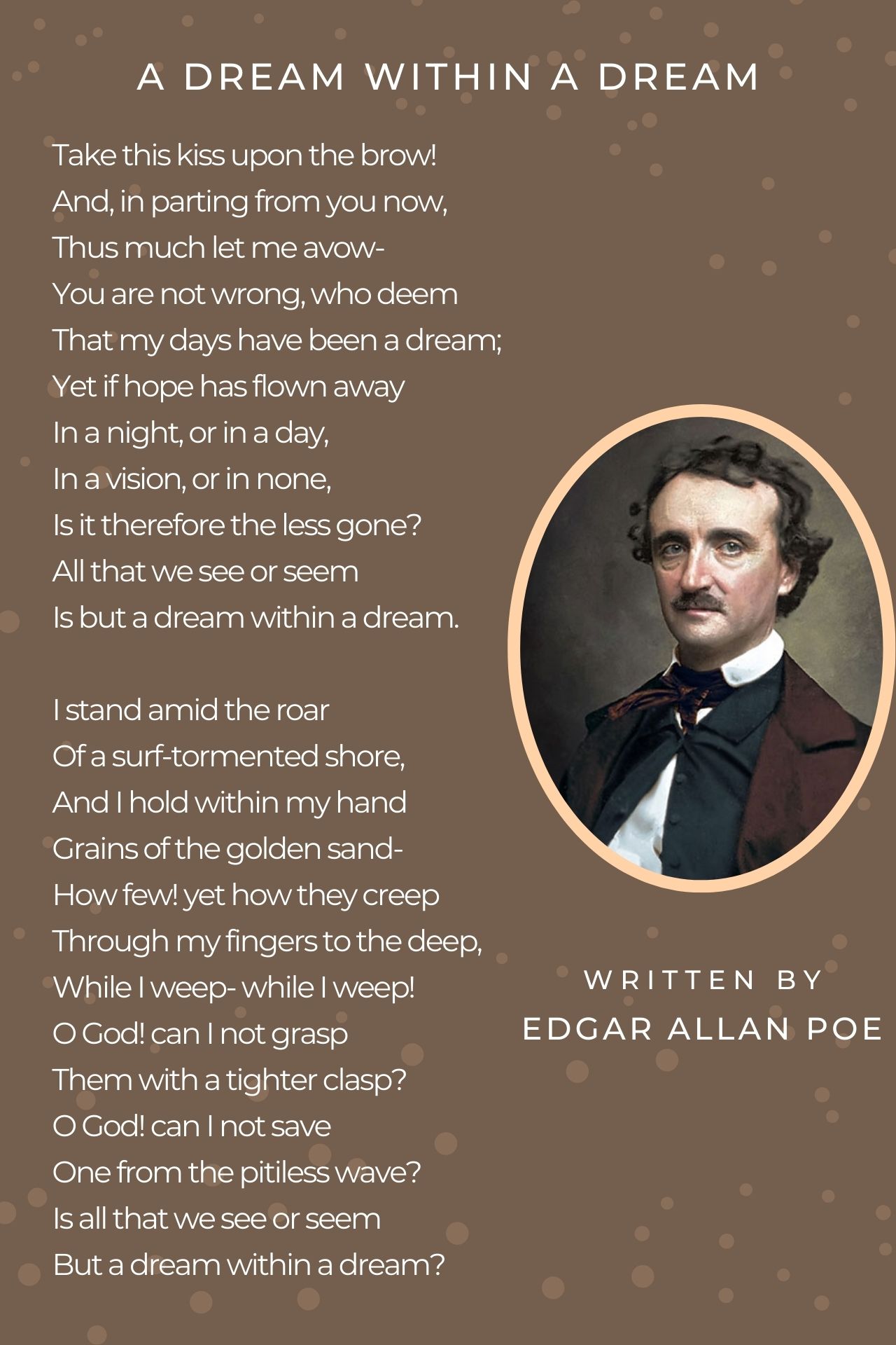 Edgar Allan Poe - A Dream Within A Dream - Poem - A4 Size (Black