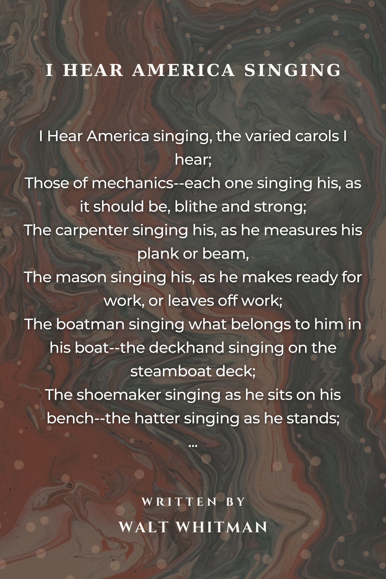 what is the poem i hear america singing about