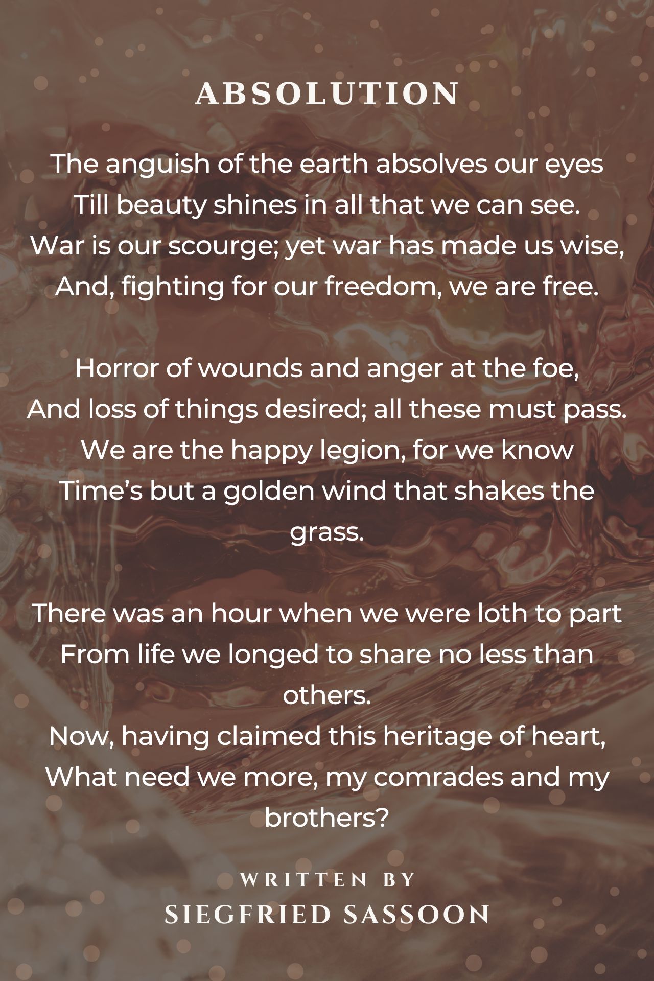 Absolution - Absolution Poem by Siegfried Sassoon