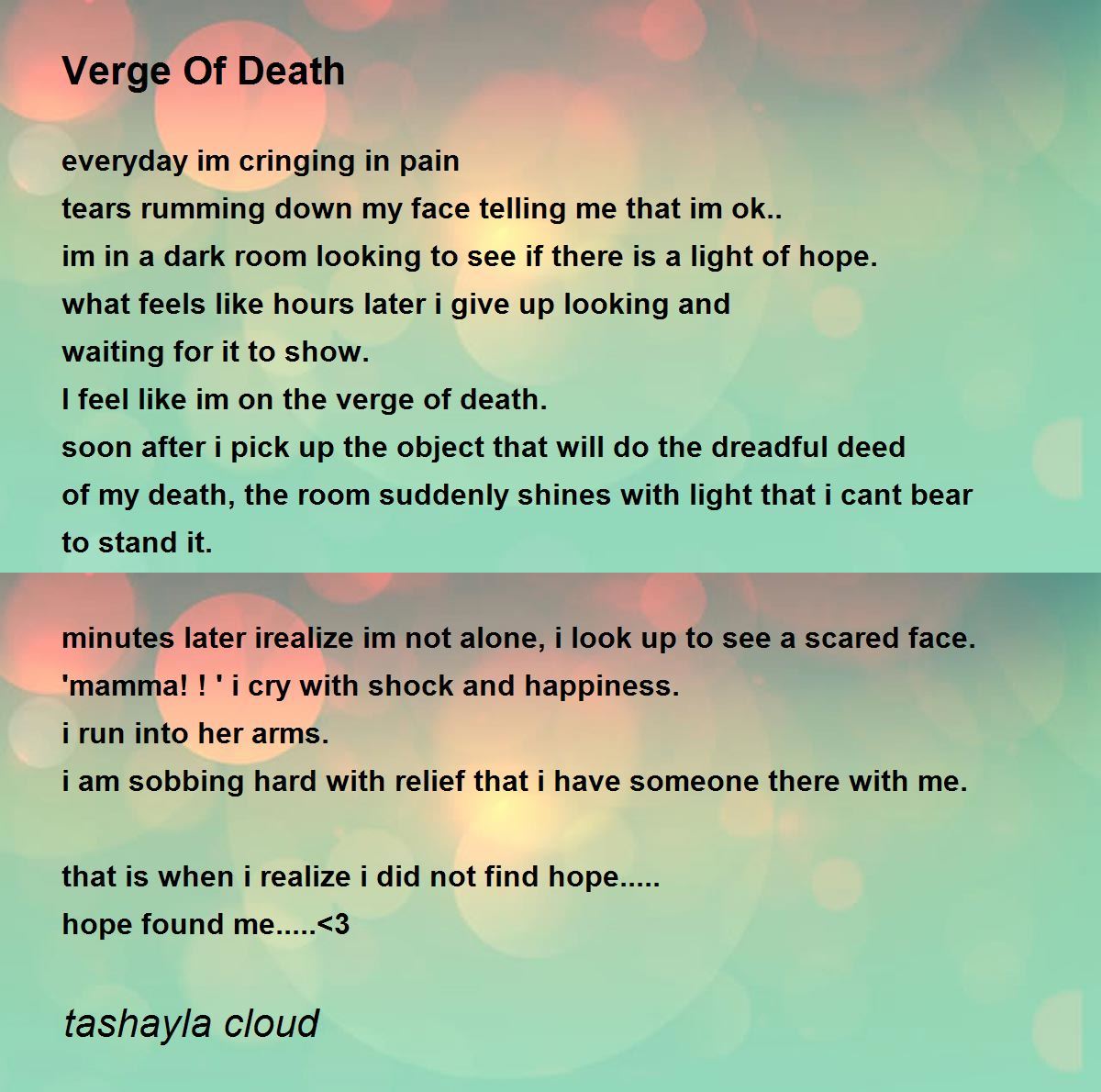 Verge Of Death - Verge Of Death Poem by tashayla cloud