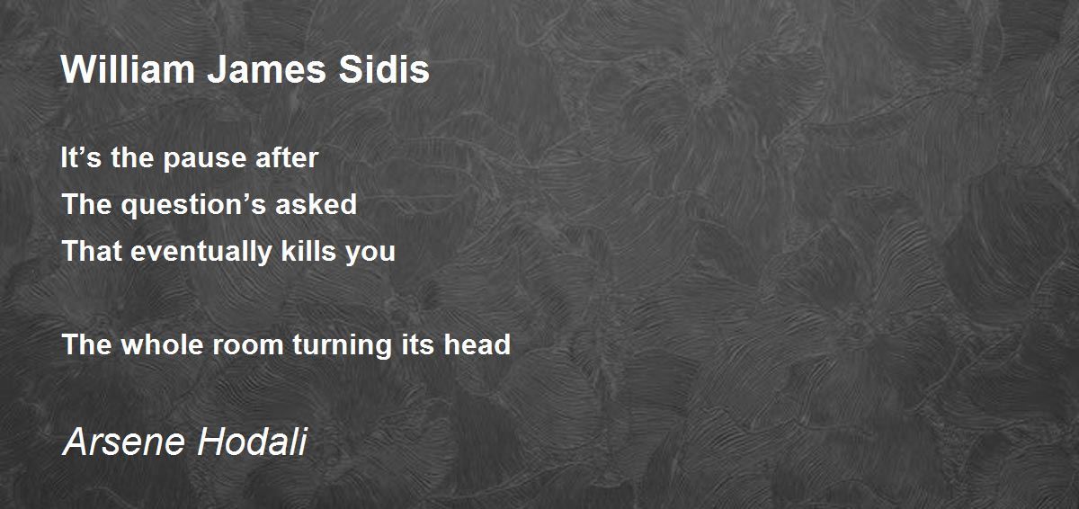William James Sidis - William James Sidis Poem by Arsene Hodali