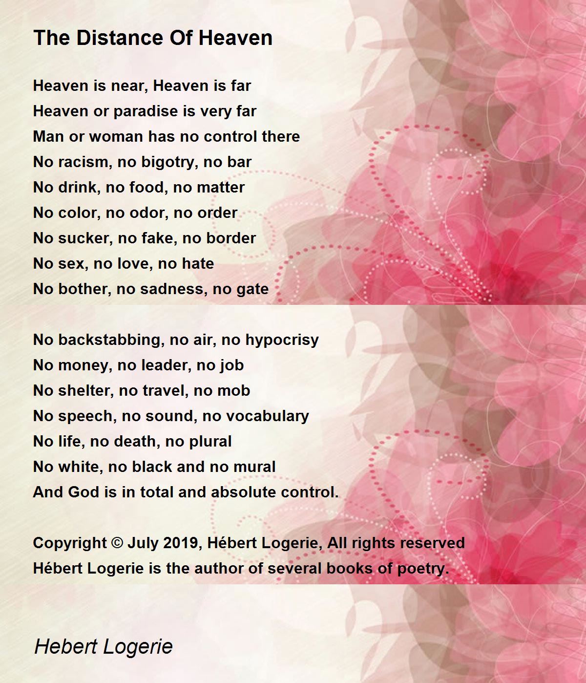 The Distance Of Heaven - The Distance Of Heaven Poem by Hebert Logerie