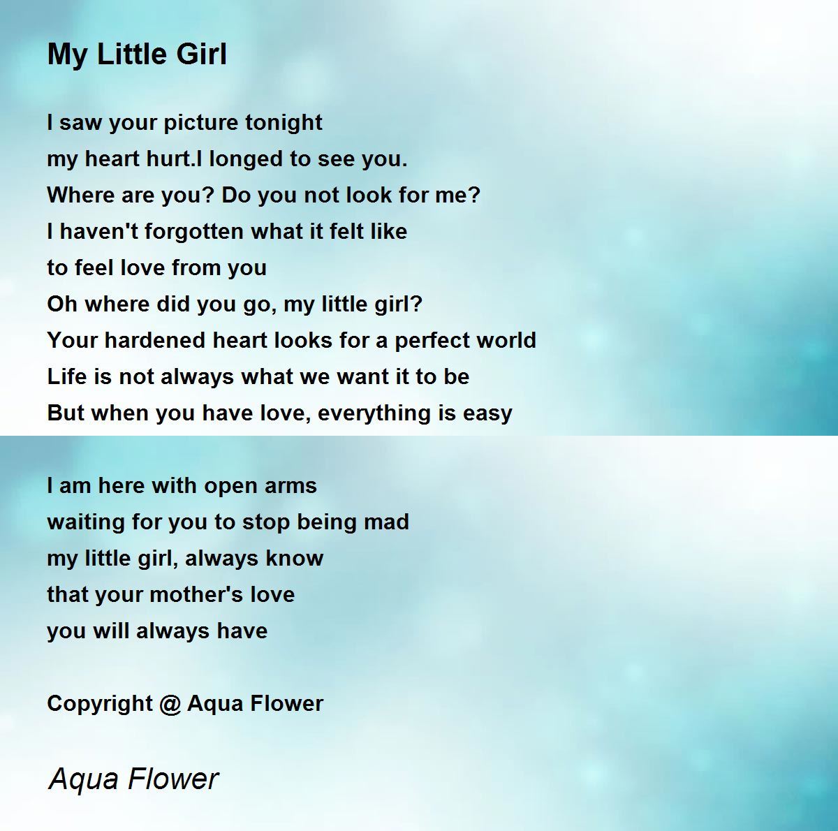 My Little Girl My Little Girl Poem By Aqua Flower