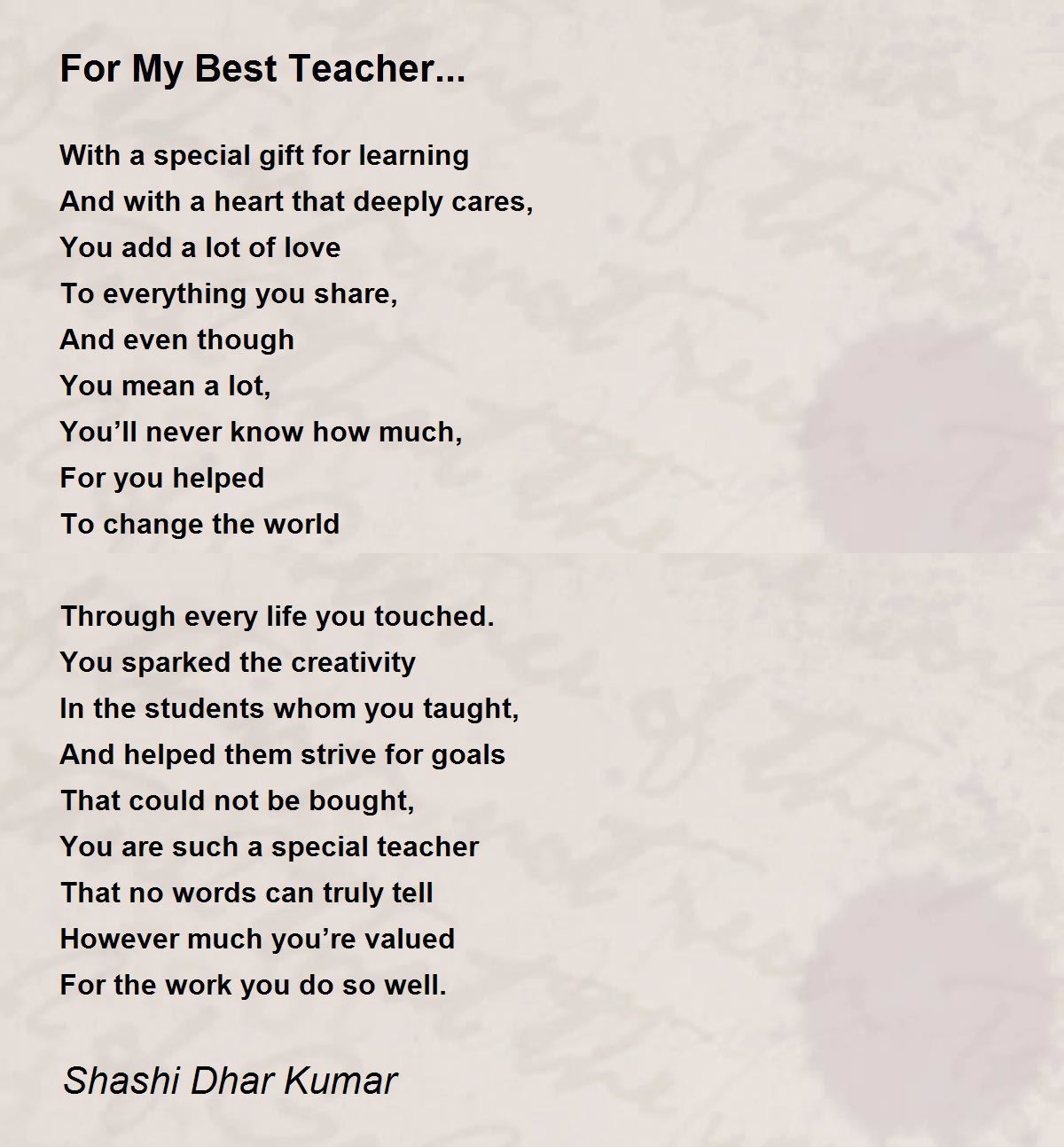 best teacher ever poems