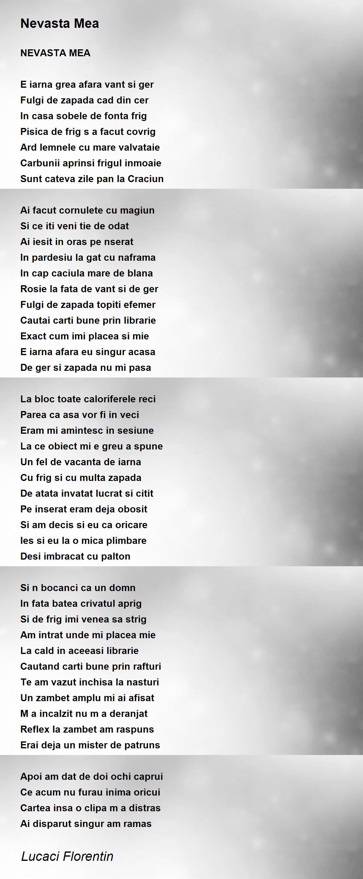 coupler junk Duplication Nevasta Mea - Nevasta Mea Poem by Lucaci Florentin