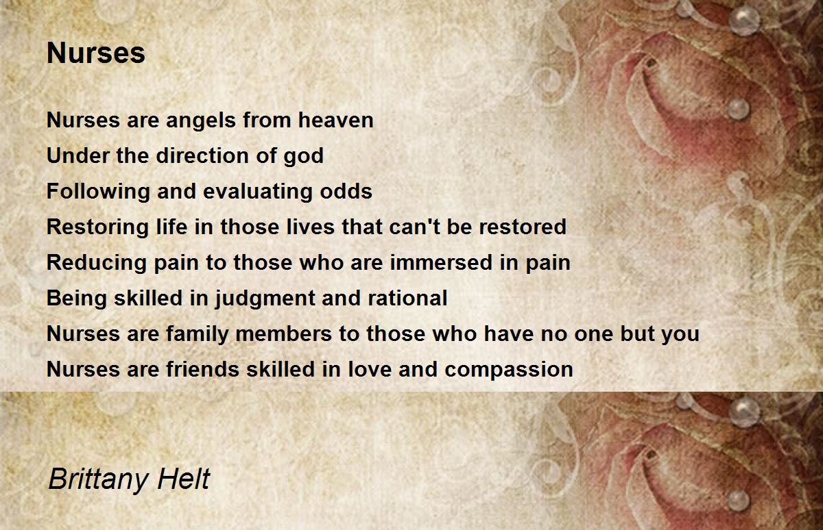 Being A Nurse Poem Being A Nurse Poem