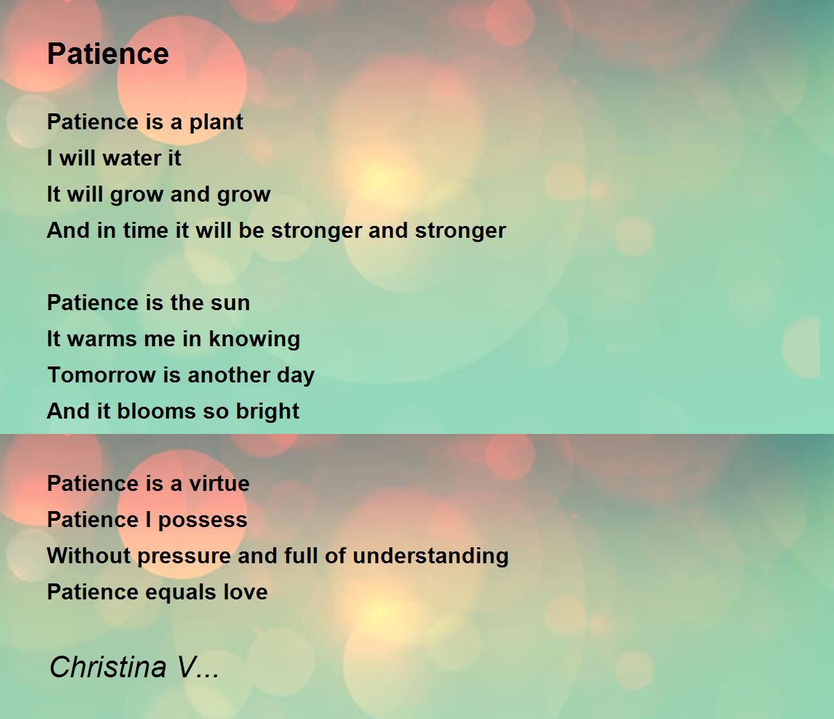 Patience Poem By Christina V