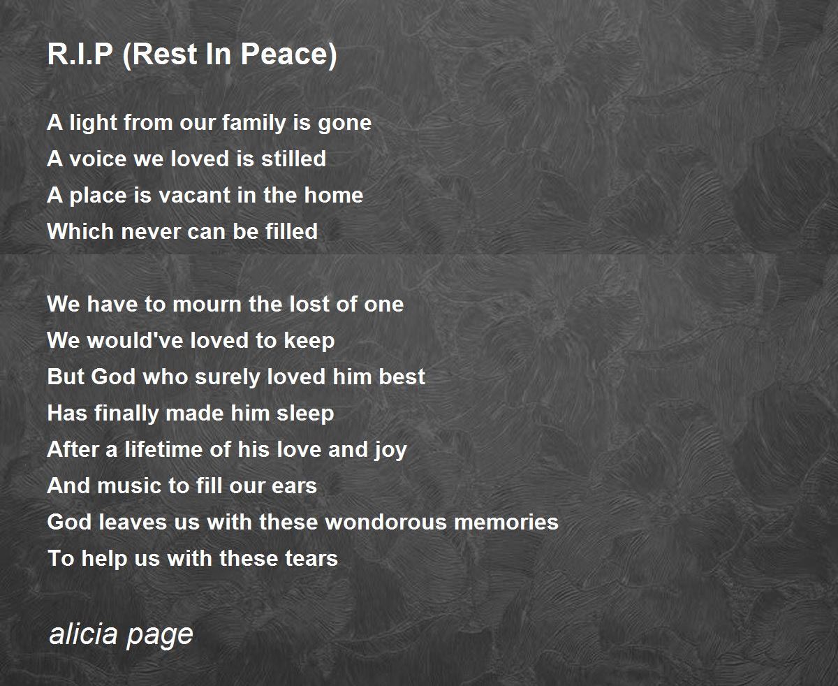 rest in peace poems