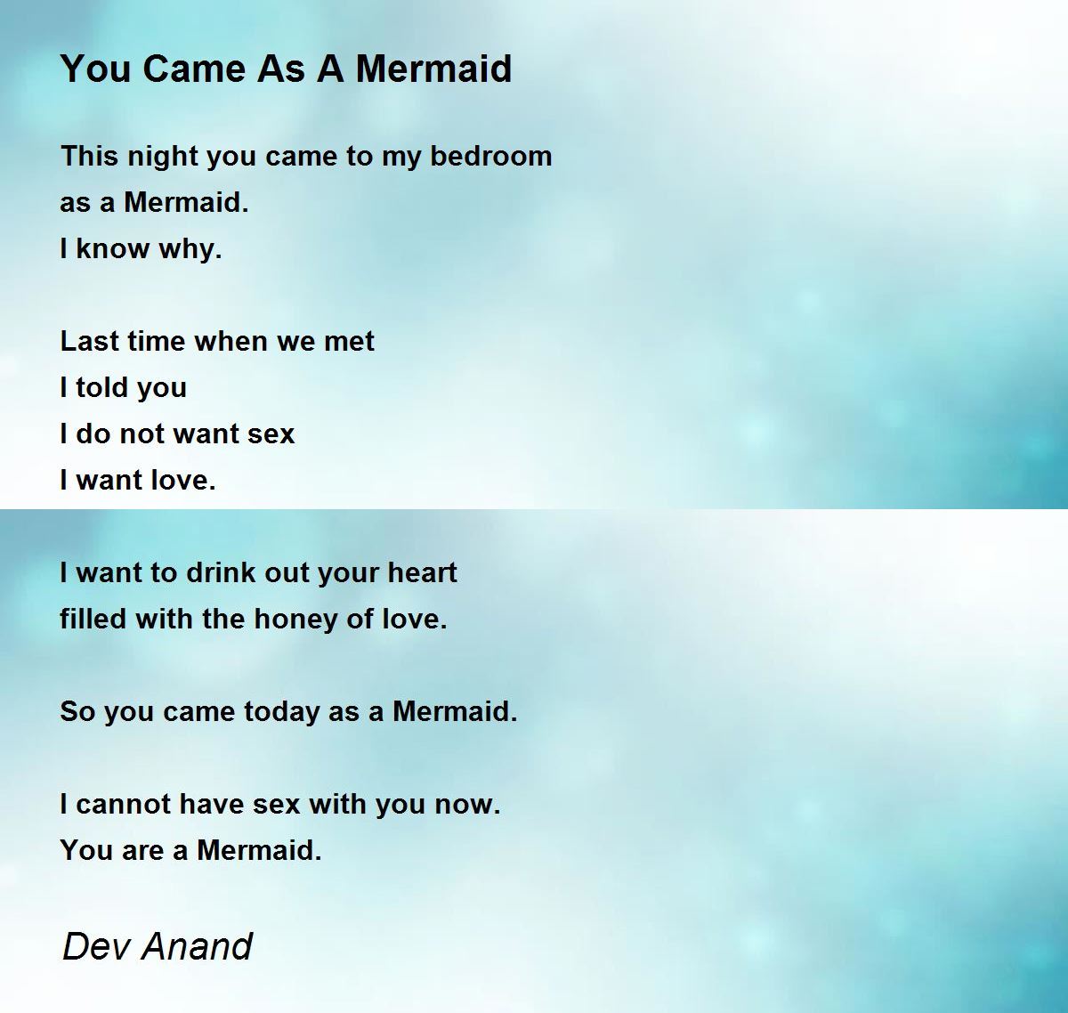 You Came As A Mermaid - You Came As A Mermaid Poem by Dev Anand