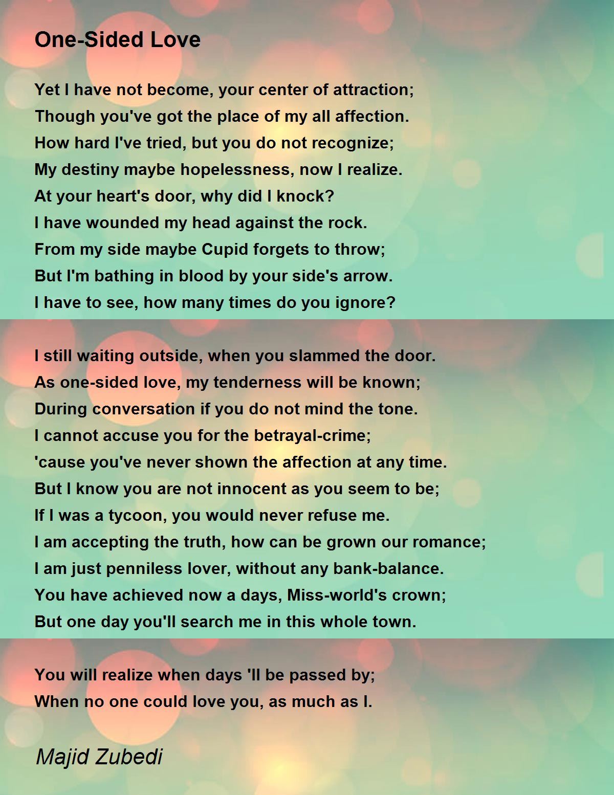 One-Sided Love - One-Sided Love Poem by Majid Zubedi