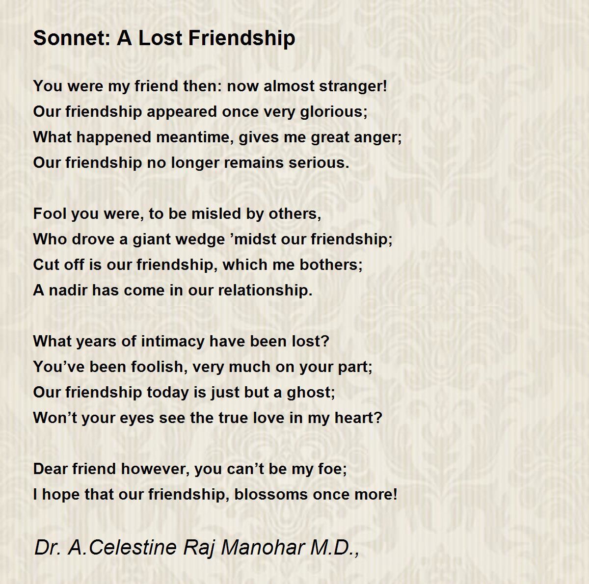A Lost Friendship Poem By Dr John Celes