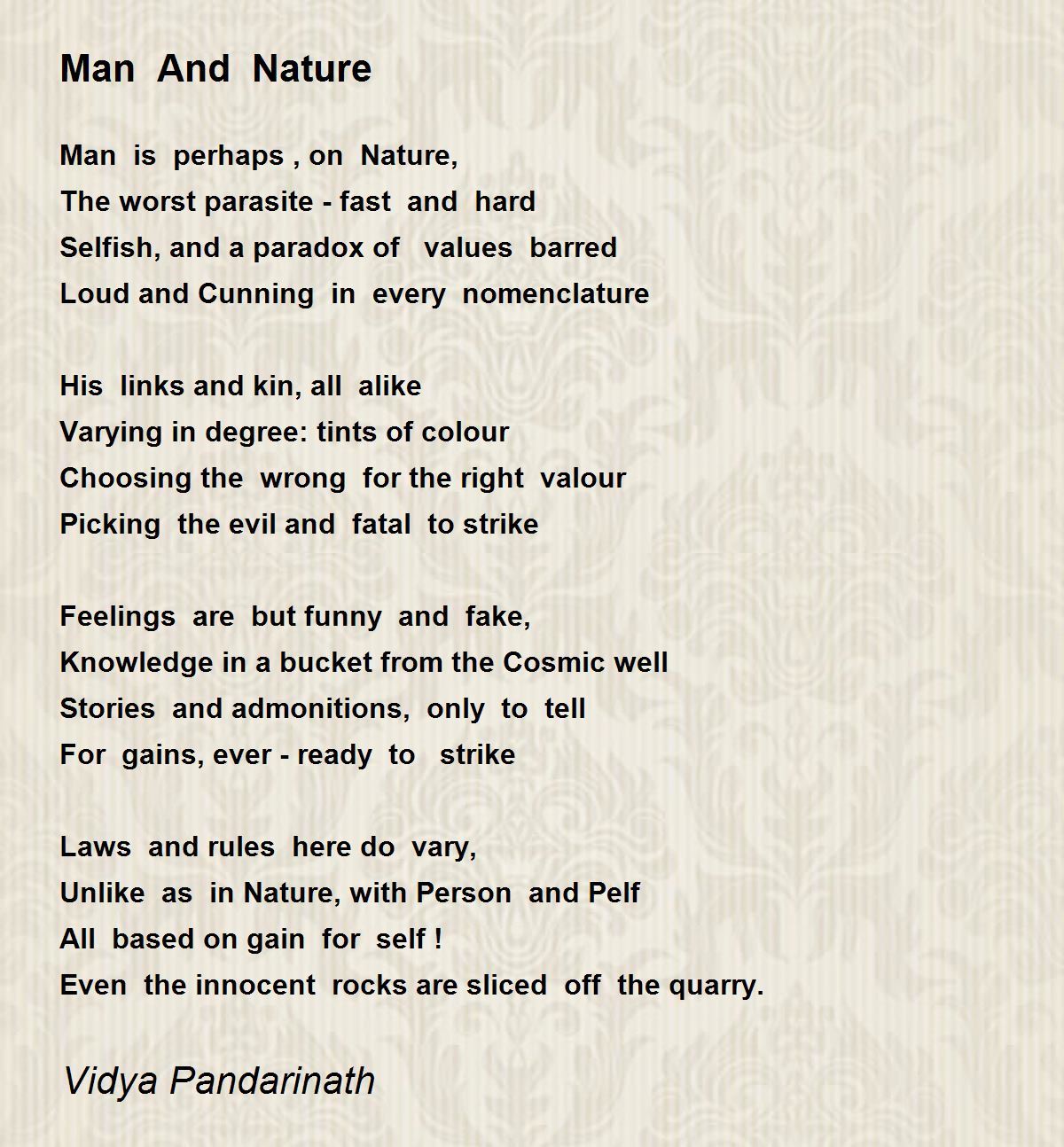 Man And Nature - Man And Nature Poem by Vidya Pandarinath