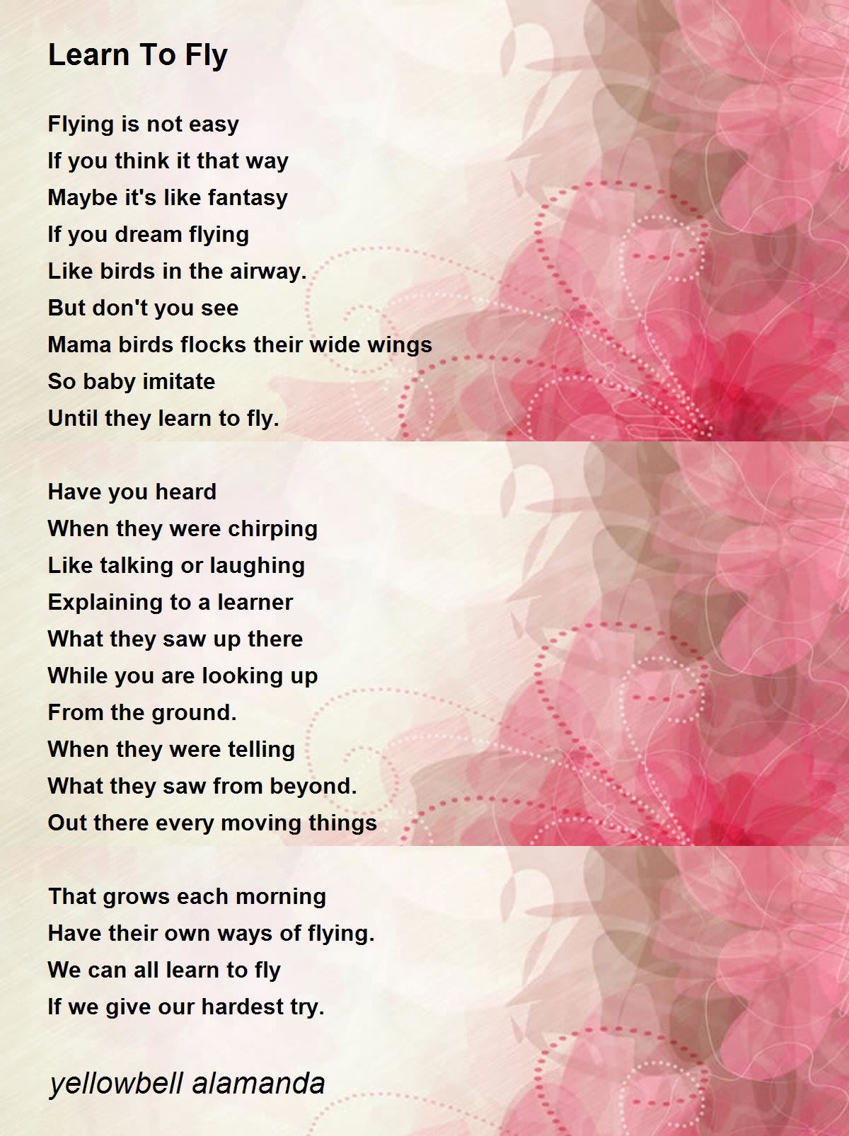 Learn To Fly - Learn To Fly Poem by R. L. Allen