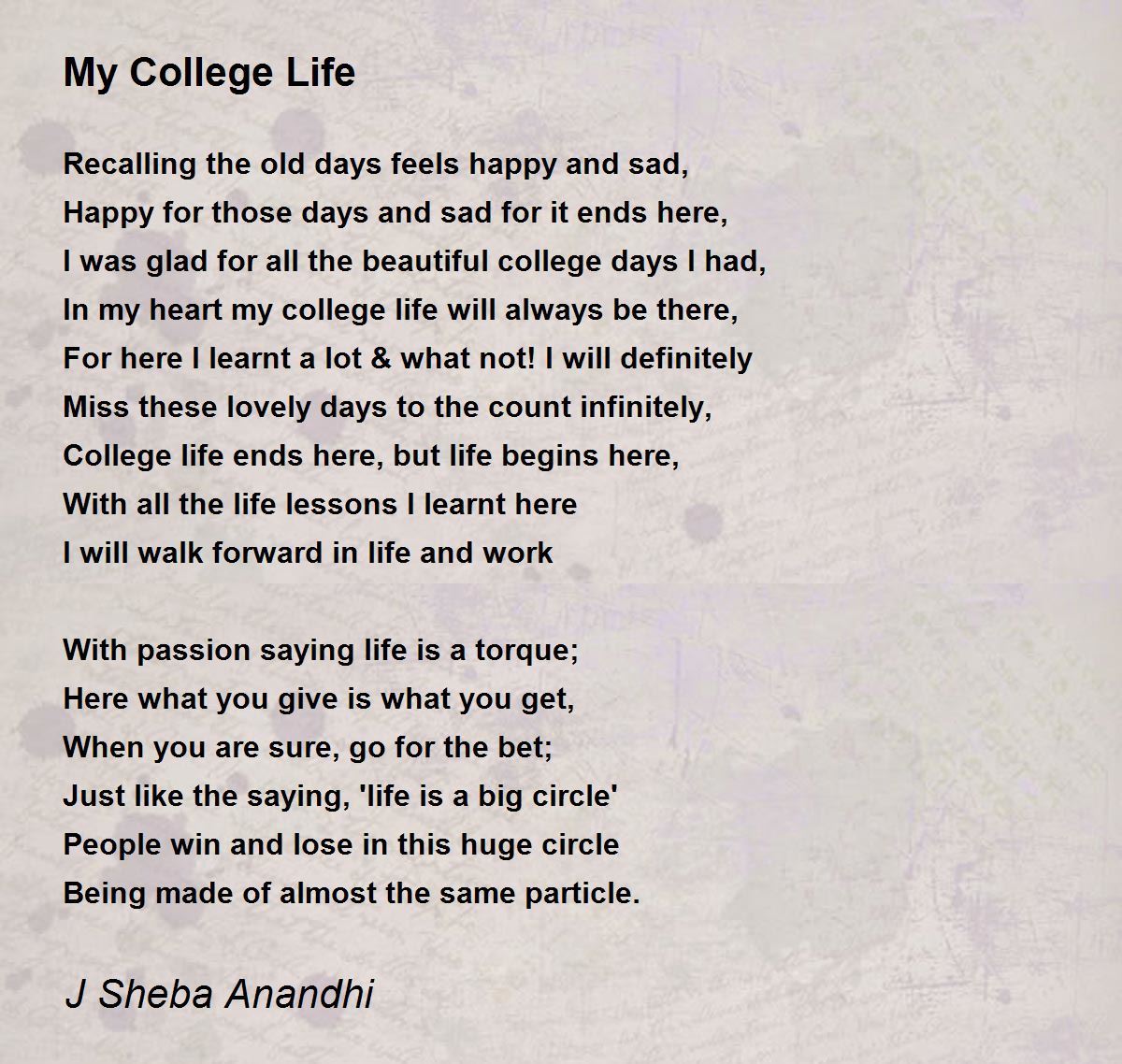 missing college life poems