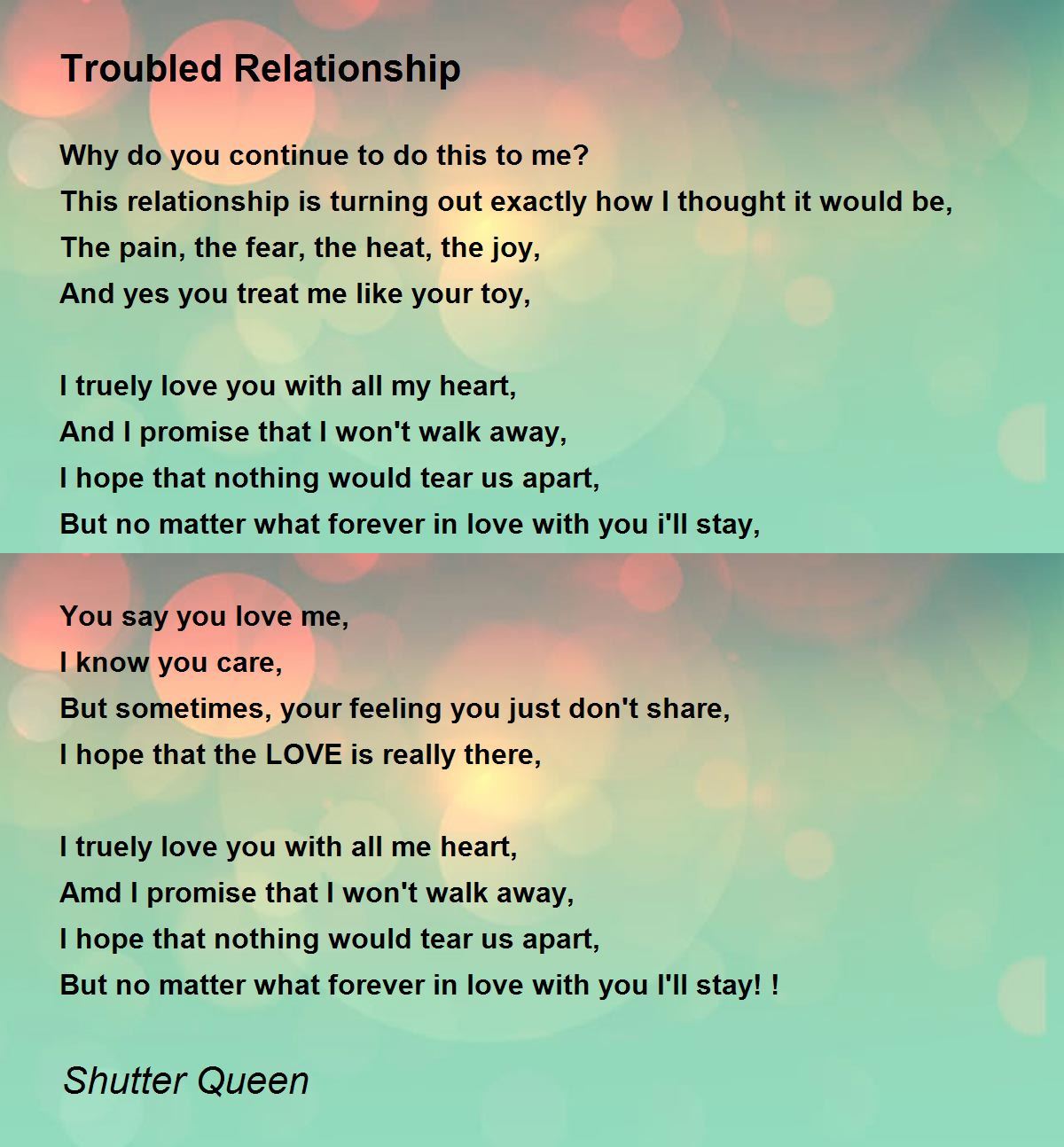 troubled relationship poems
