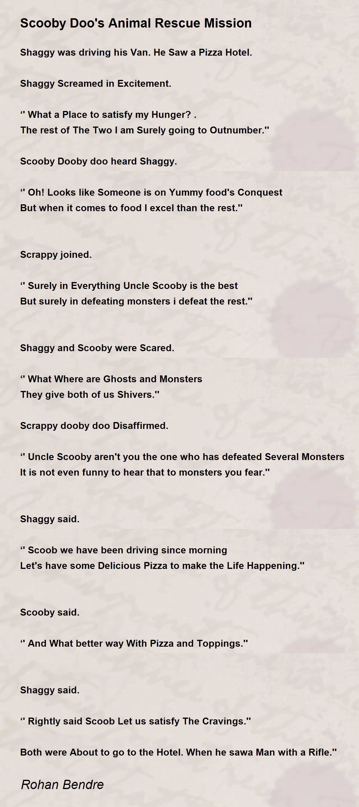 Scooby Doo's Animal Rescue Mission - Scooby Doo's Animal Rescue Mission Poem  by Rohan Bendre