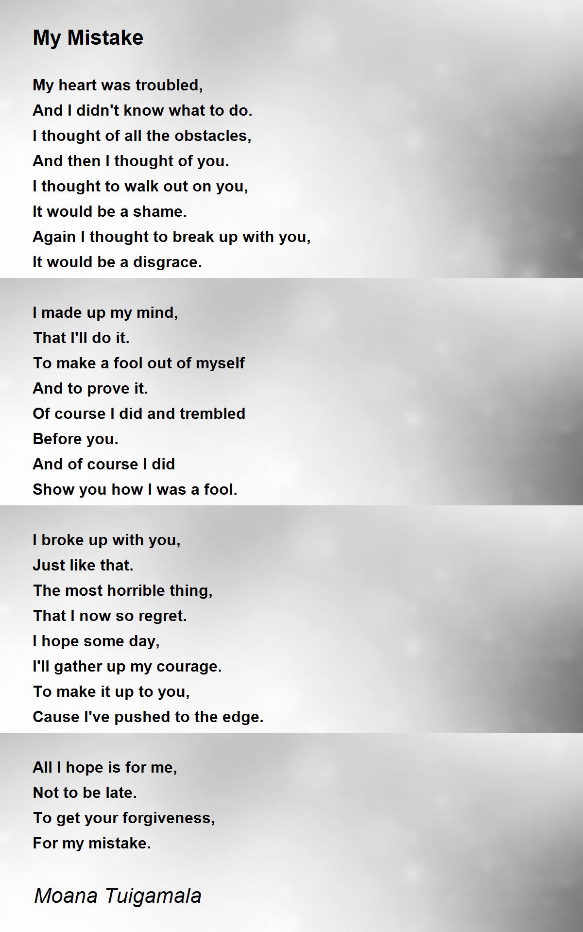 Quieting Mistake - Quieting Mistake Poem by Ima Ryma