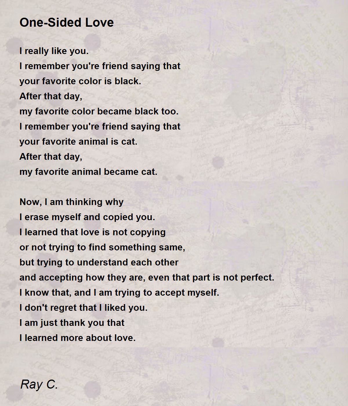 One-Sided Love - One-Sided Love Poem by Ray C.