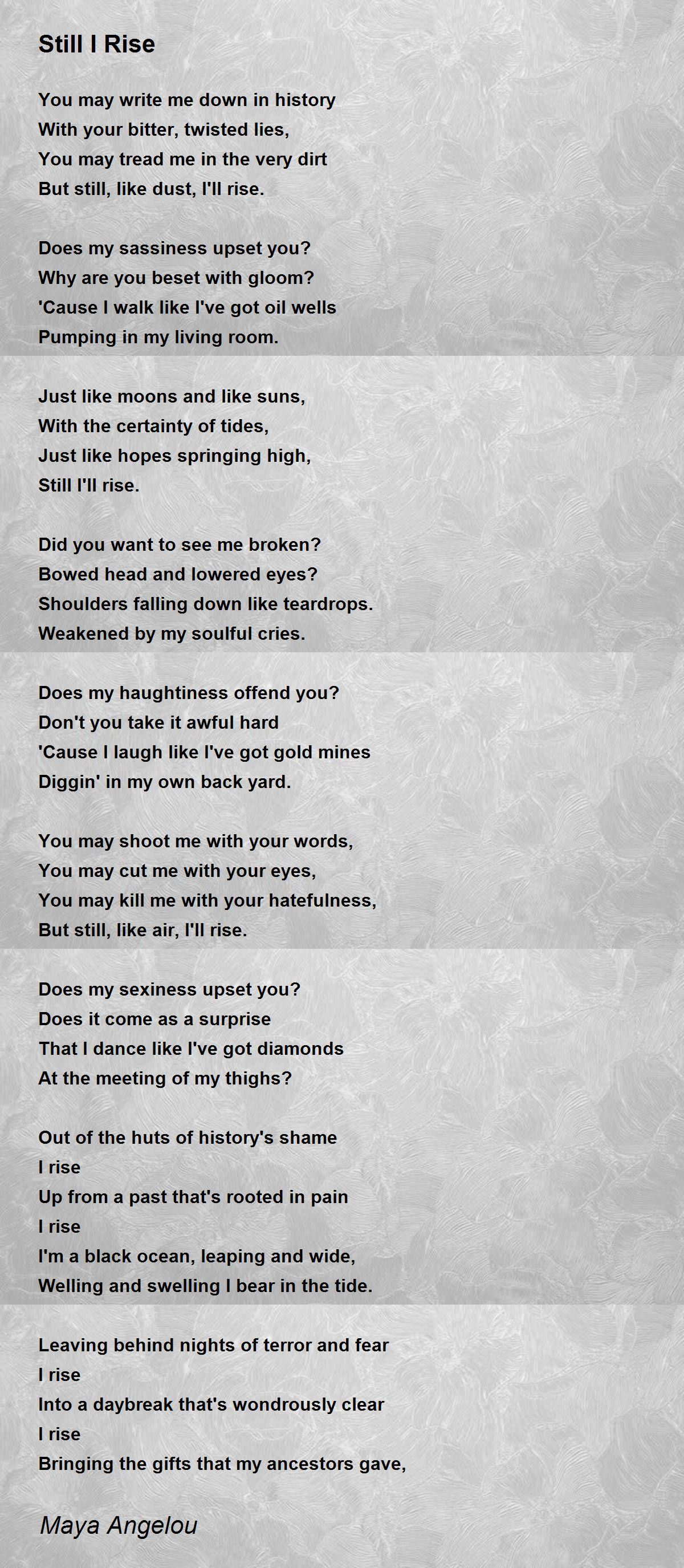 And Still I Rise Maya Angelou