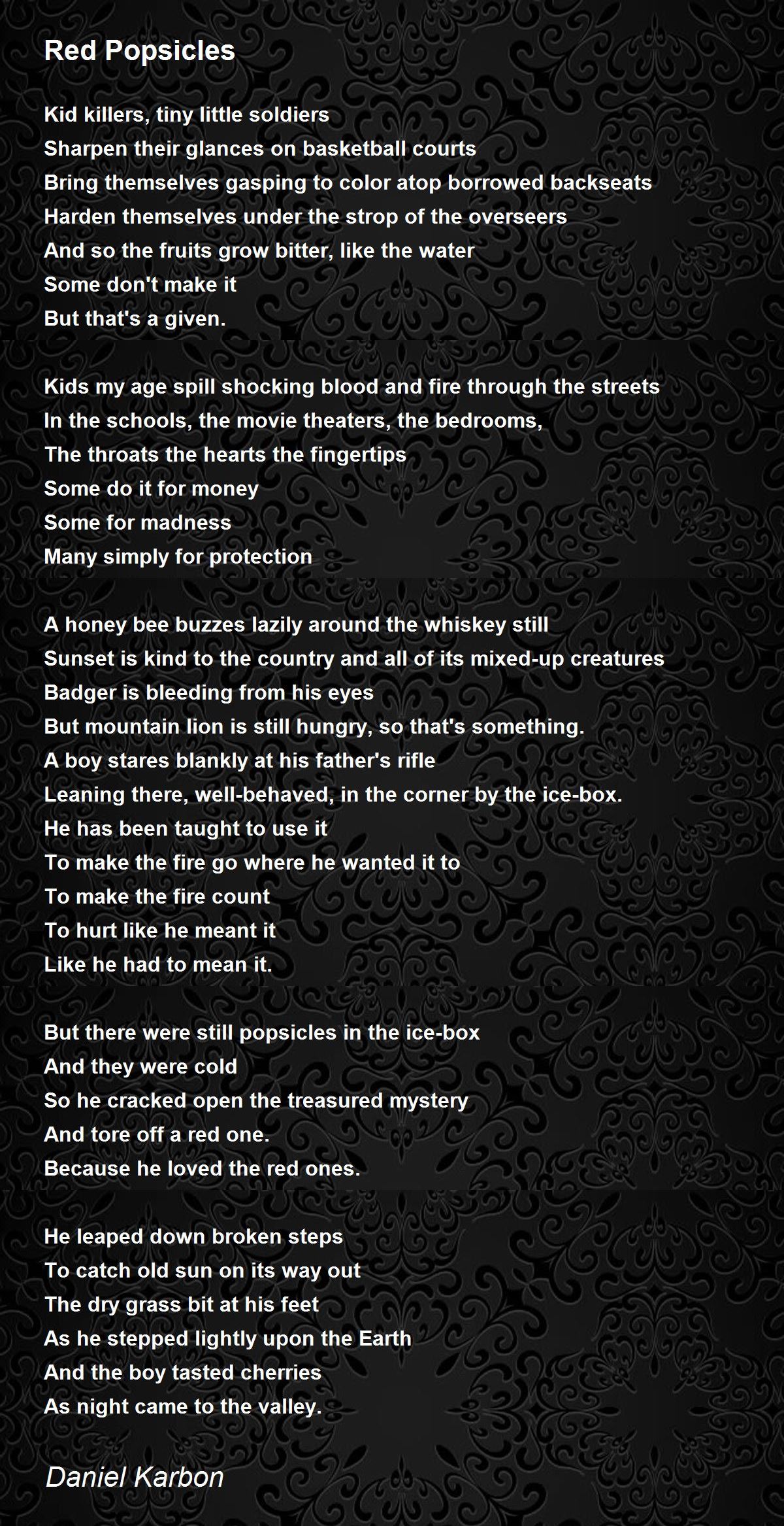 Red Popsicles - Red Popsicles Poem by Daniel Karbon, image size:1200x2334