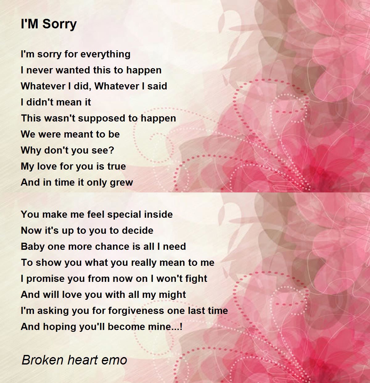 I'M Sorry - I'M Sorry Poem by Broken heart emo