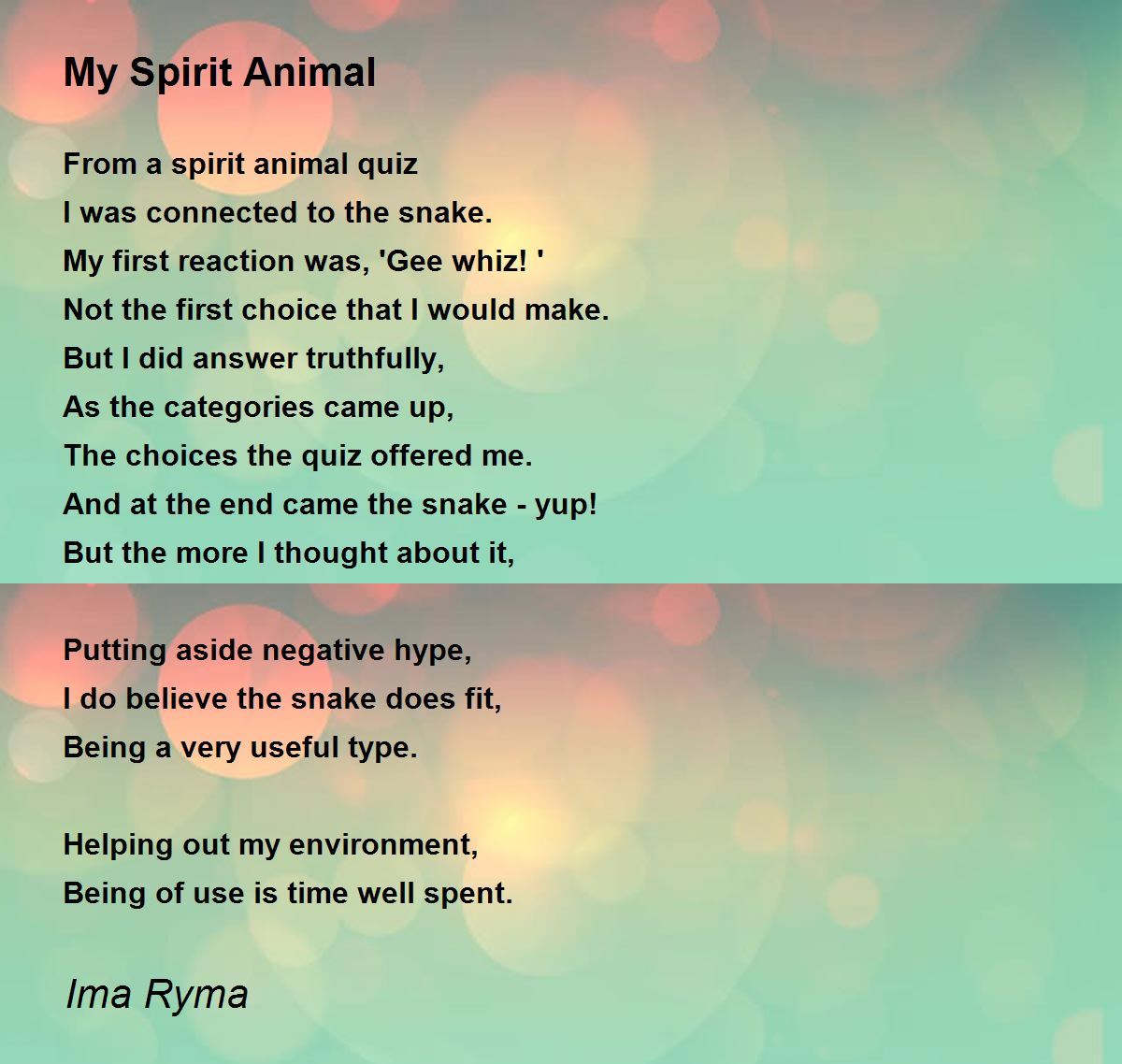 My Spirit Animal - My Spirit Animal Poem by Ima Ryma