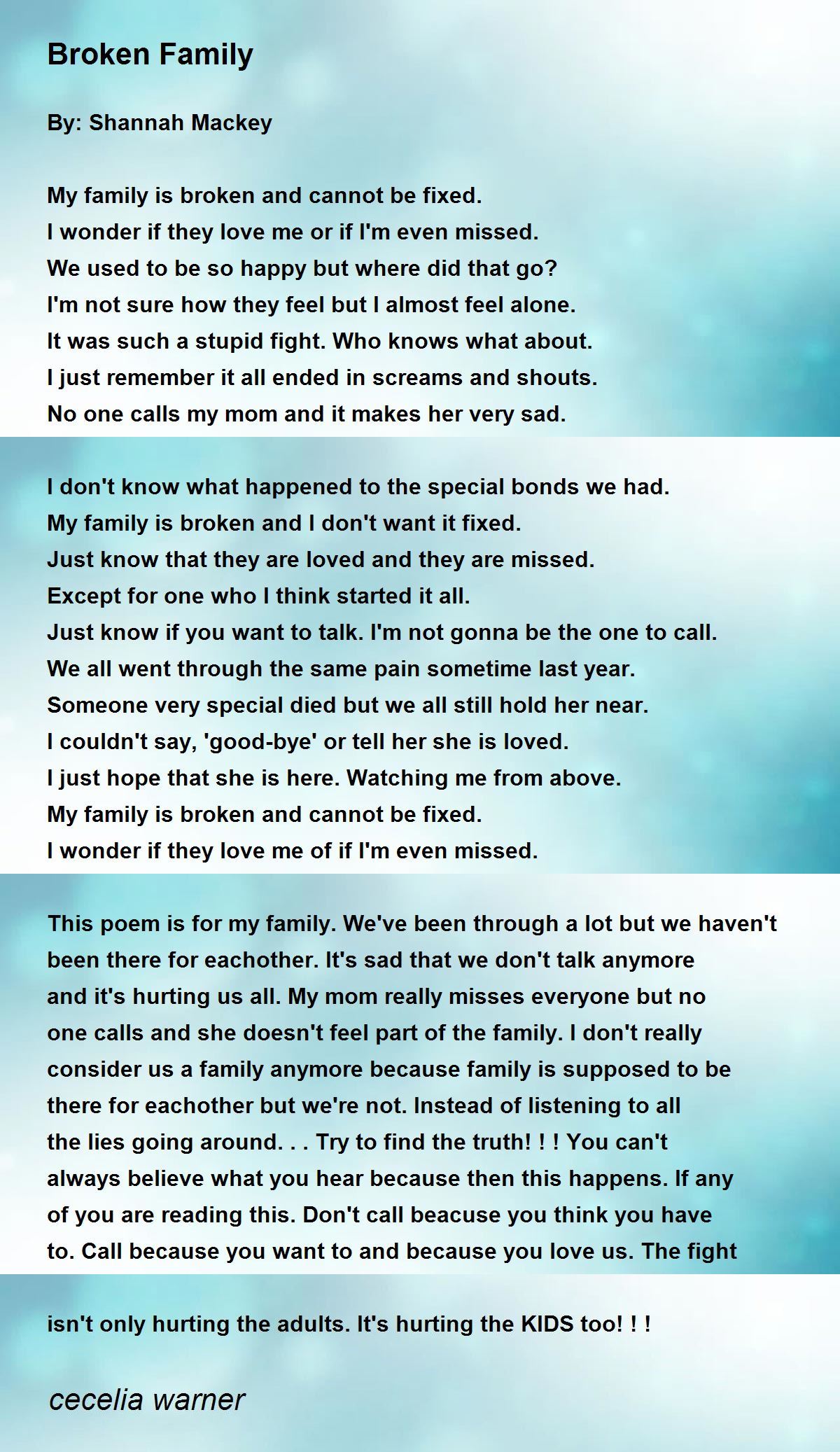 inspirational poems about family members