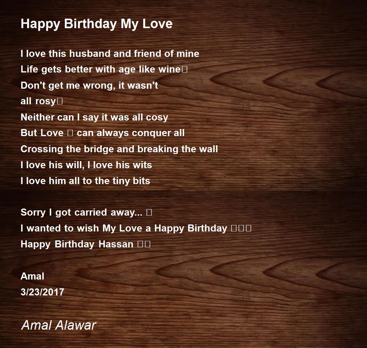 Happy Birthday My Love - Happy Birthday My Love Poem by Amal Alawar