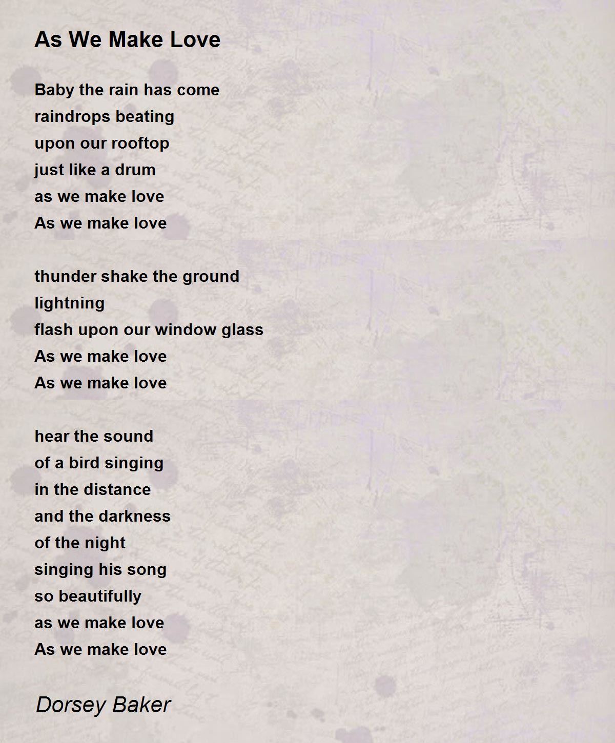 As We Make Love - As We Make Love Poem by Dorsey Baker