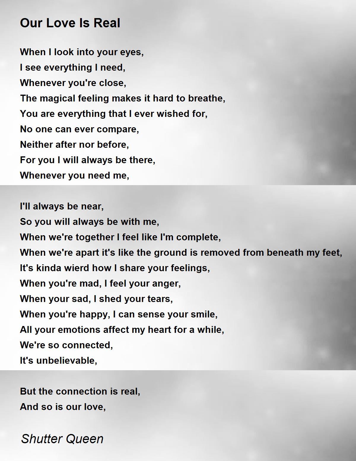 Our Love Is Real - Our Love Is Real Poem by Shutter Queen