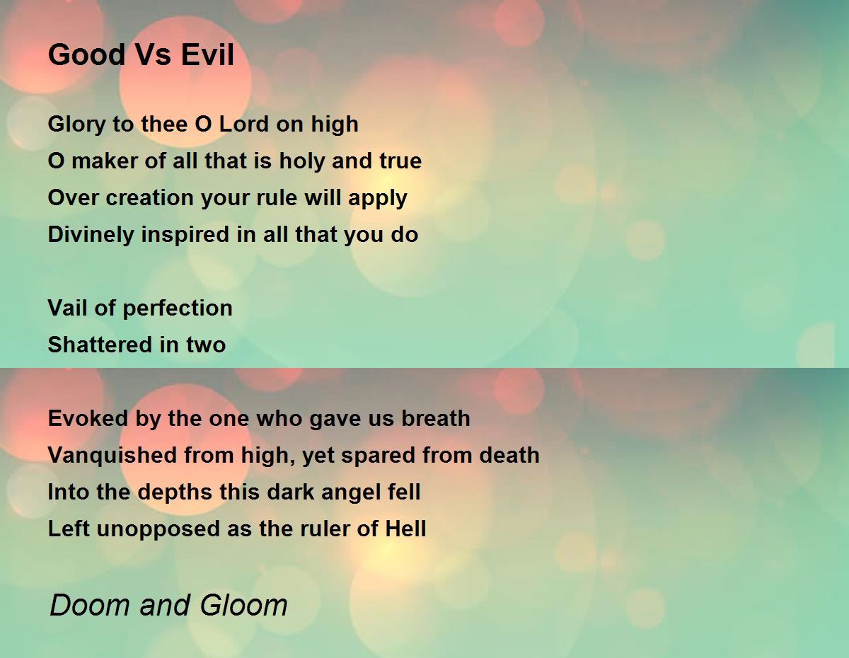 Good Vs Evil Poem By Doom Gloom