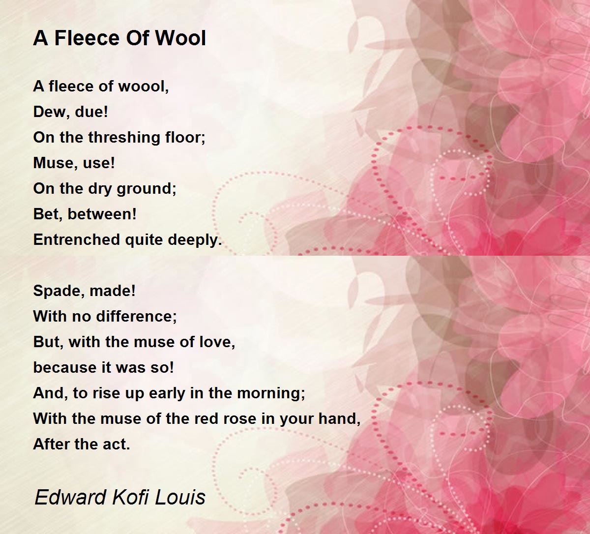 A Fleece Of Wool - A Fleece Of Wool Poem by Edward Kofi Louis