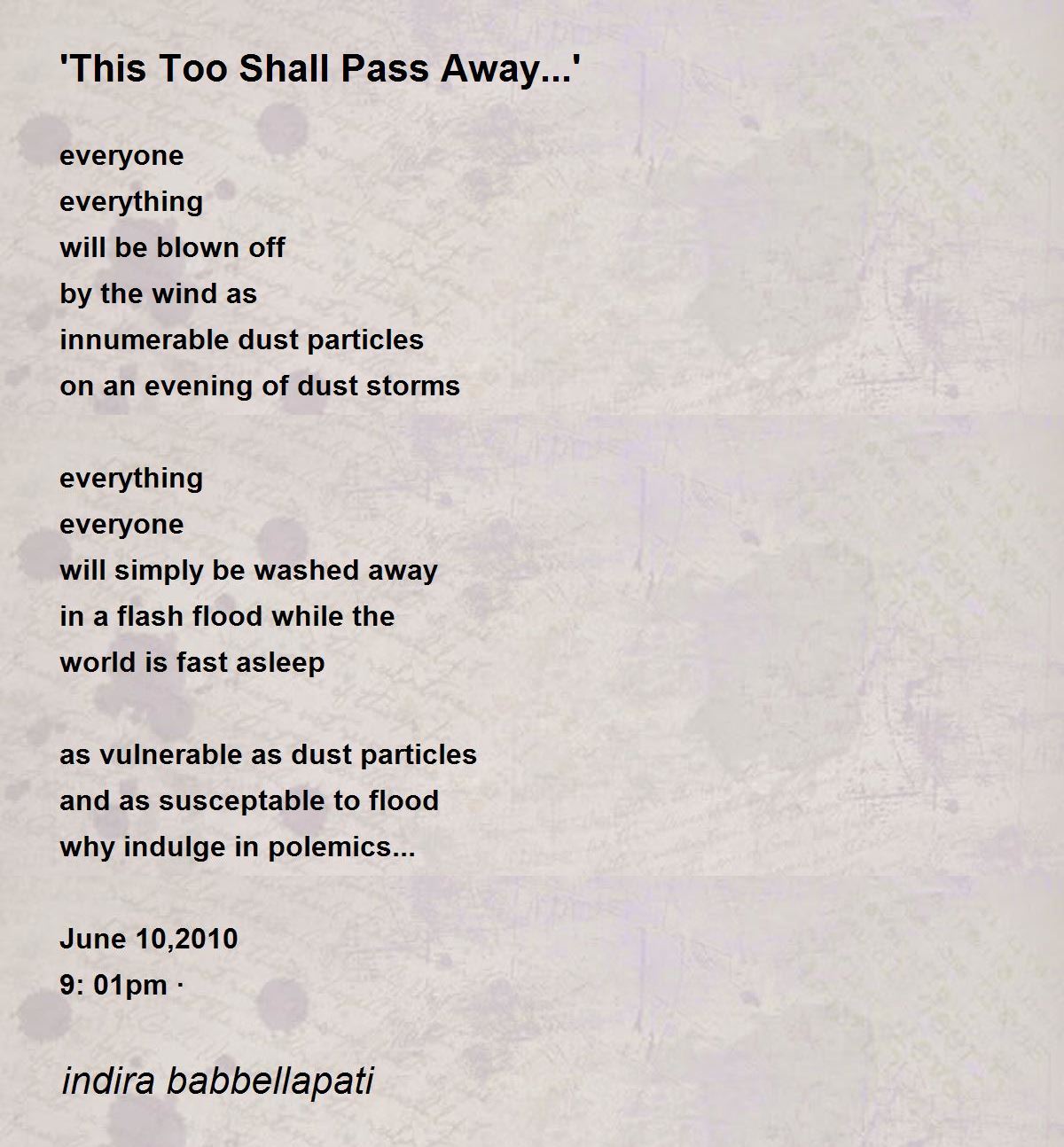 This Too Shall Pass Away...' - 'This Too Shall Pass Away...' Poem ...