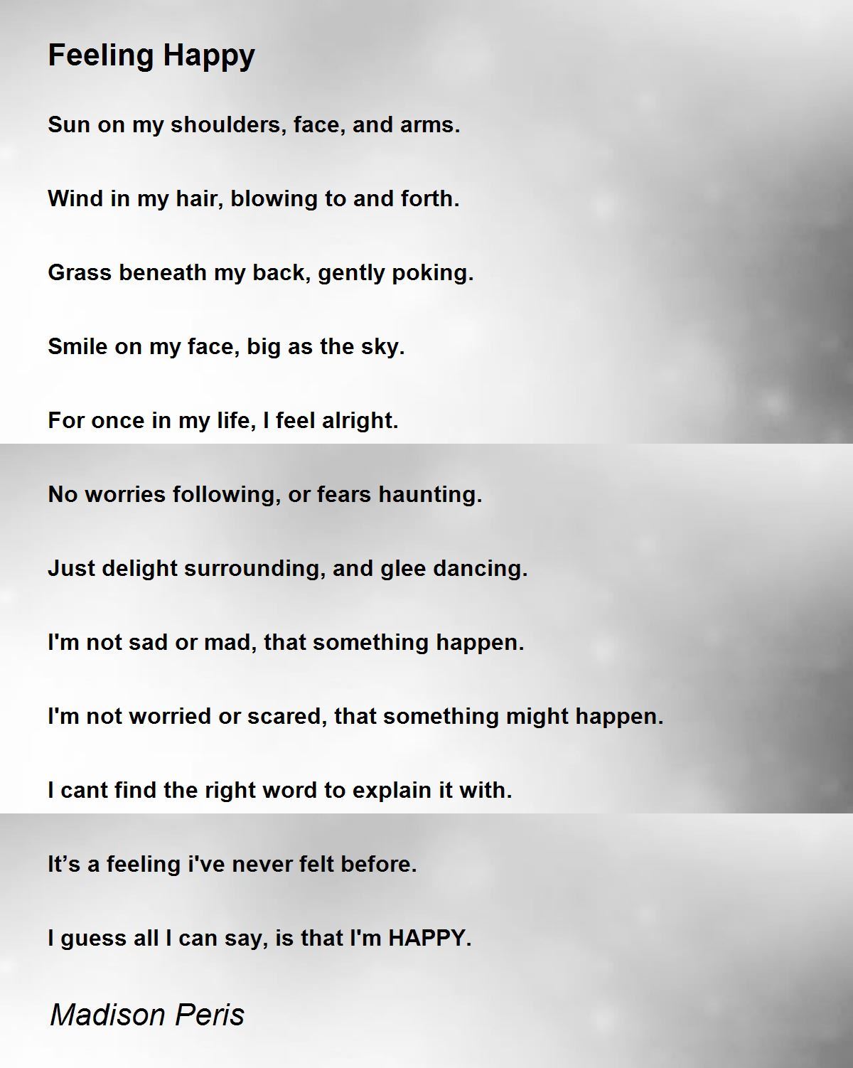 Feeling Happy - Feeling Happy Poem by Madison Peris