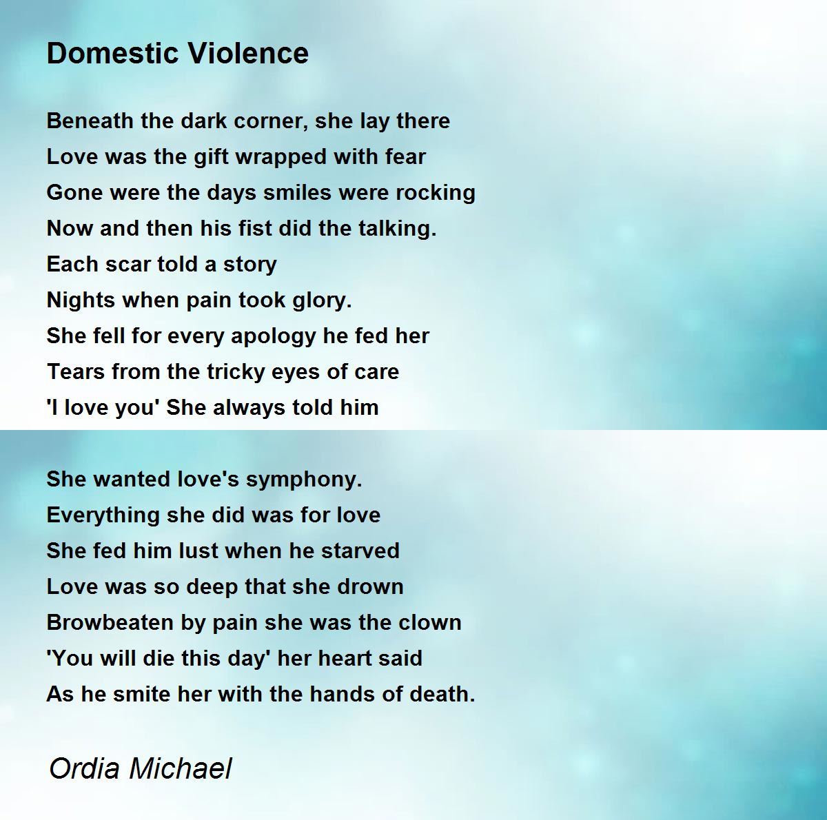Domestic Violence Poem By Michael Ordia