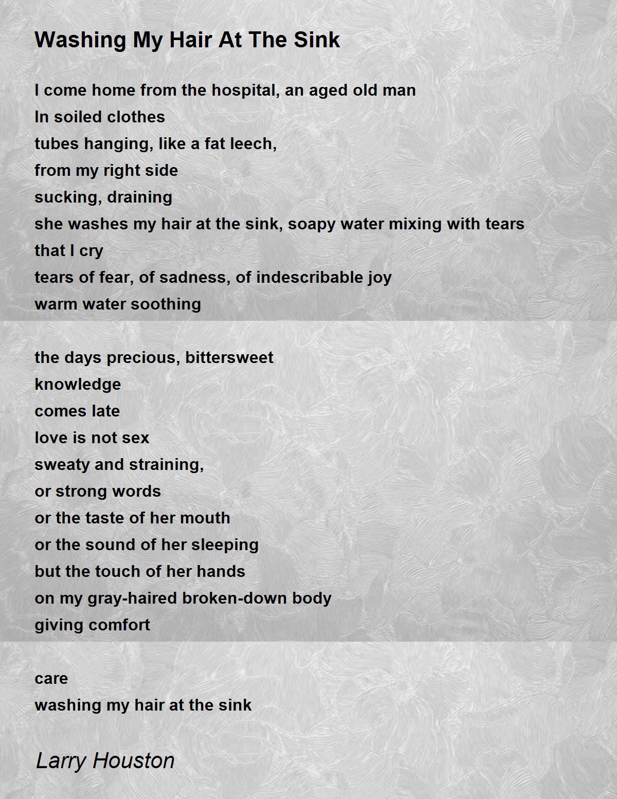 Washing My Hair At The Sink Poem by Larry Houston