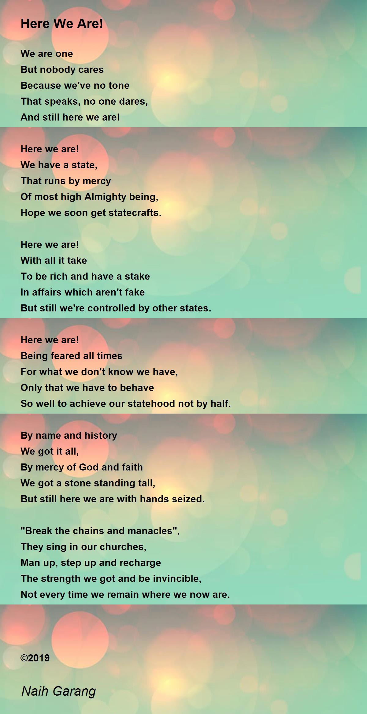 Here We Are! - Here We Are! Poem by Naih Garang