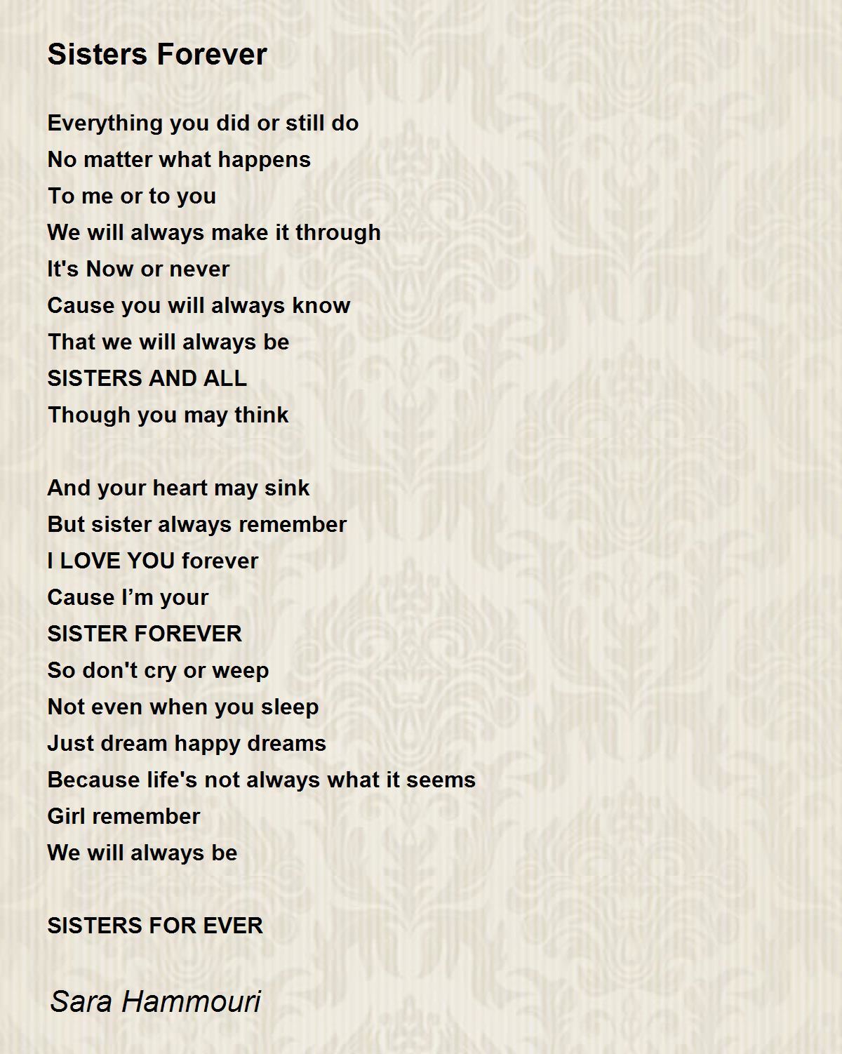 best sisters forever poems