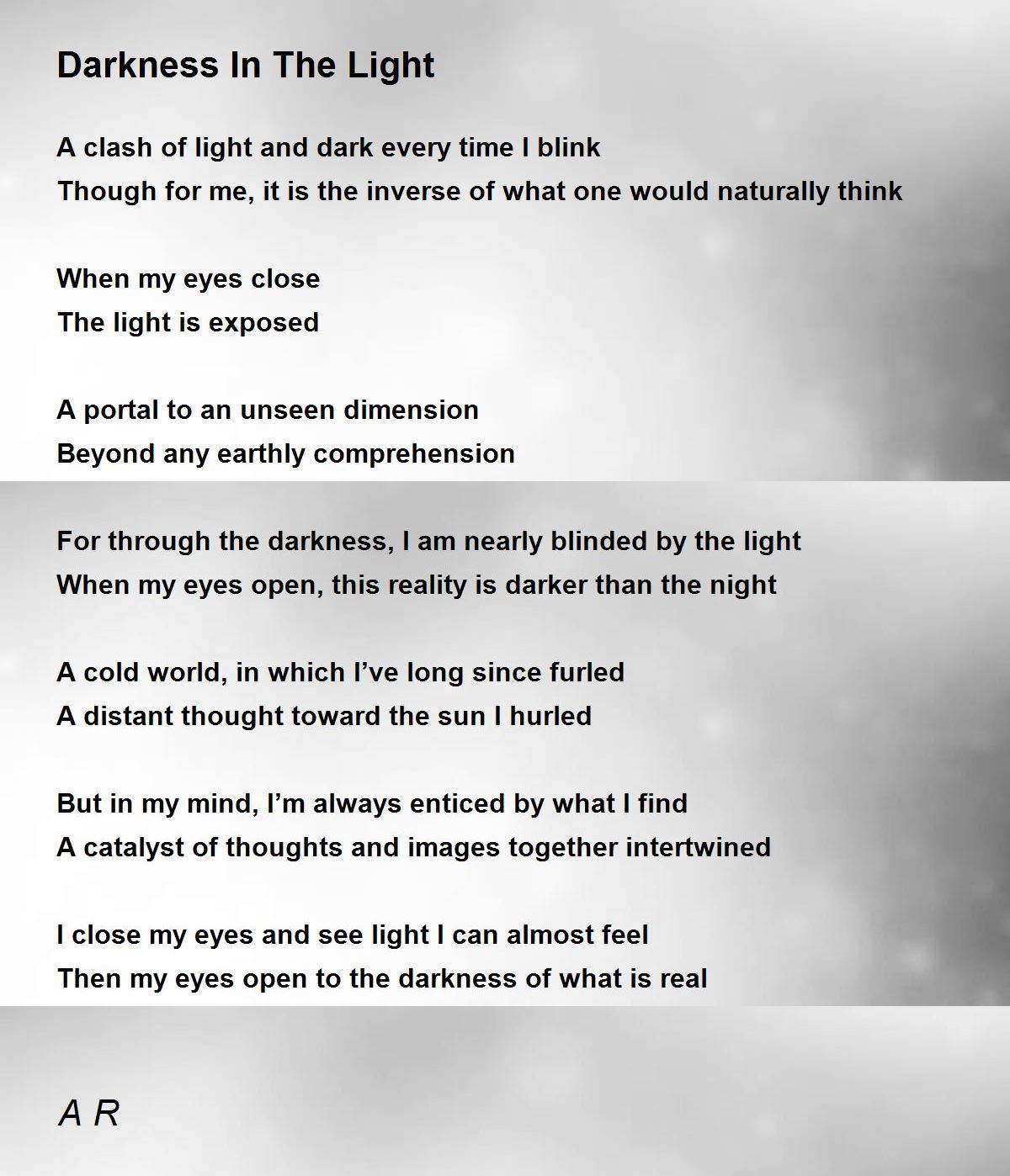 Darkness In The Light Poem
