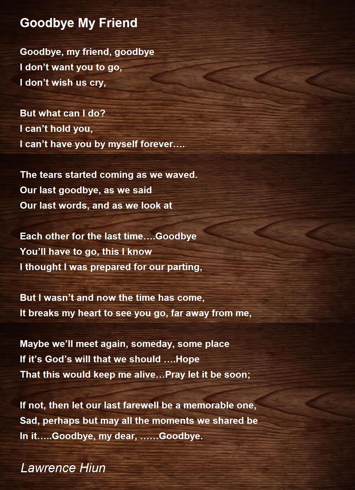 goodbye best friend poems that make you cry