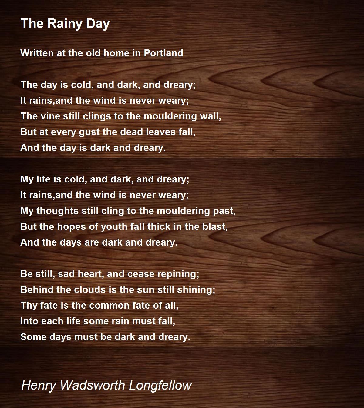 Rainy Day Poem Be Still Sad Heart Henry Wadsworth -  Portugal