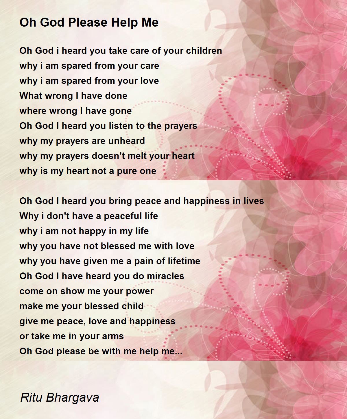 Oh God Please Help Me - Oh God Please Help Me Poem by Ritu Bhargava