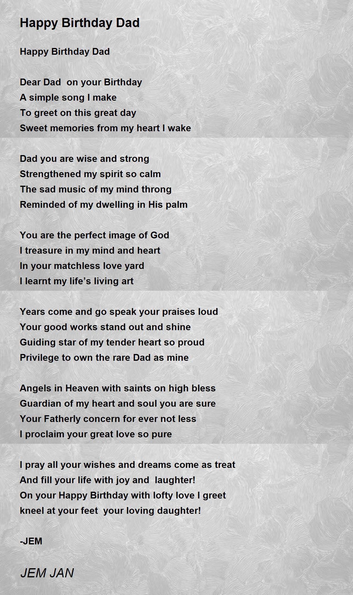 happy birthday in heaven dad poem