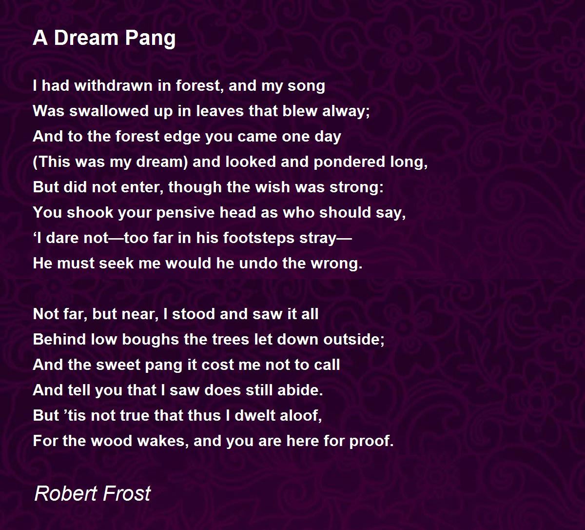 a dream pang robert frost meaning