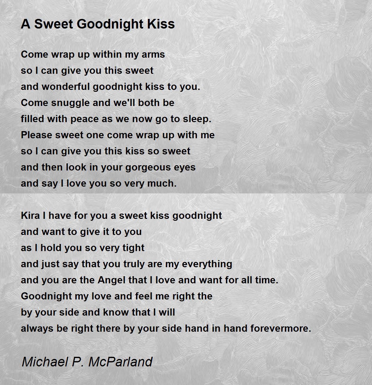 A Sweet Goodnight Kiss - A Sweet Goodnight Kiss Poem by Michael P ...