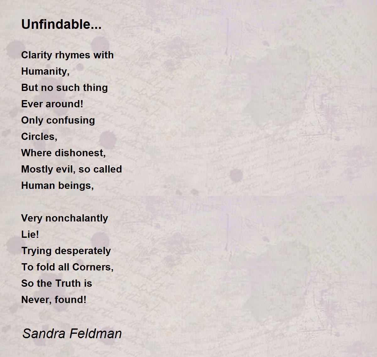 Unfindable - Unfindable Poem by Sandra Feldman