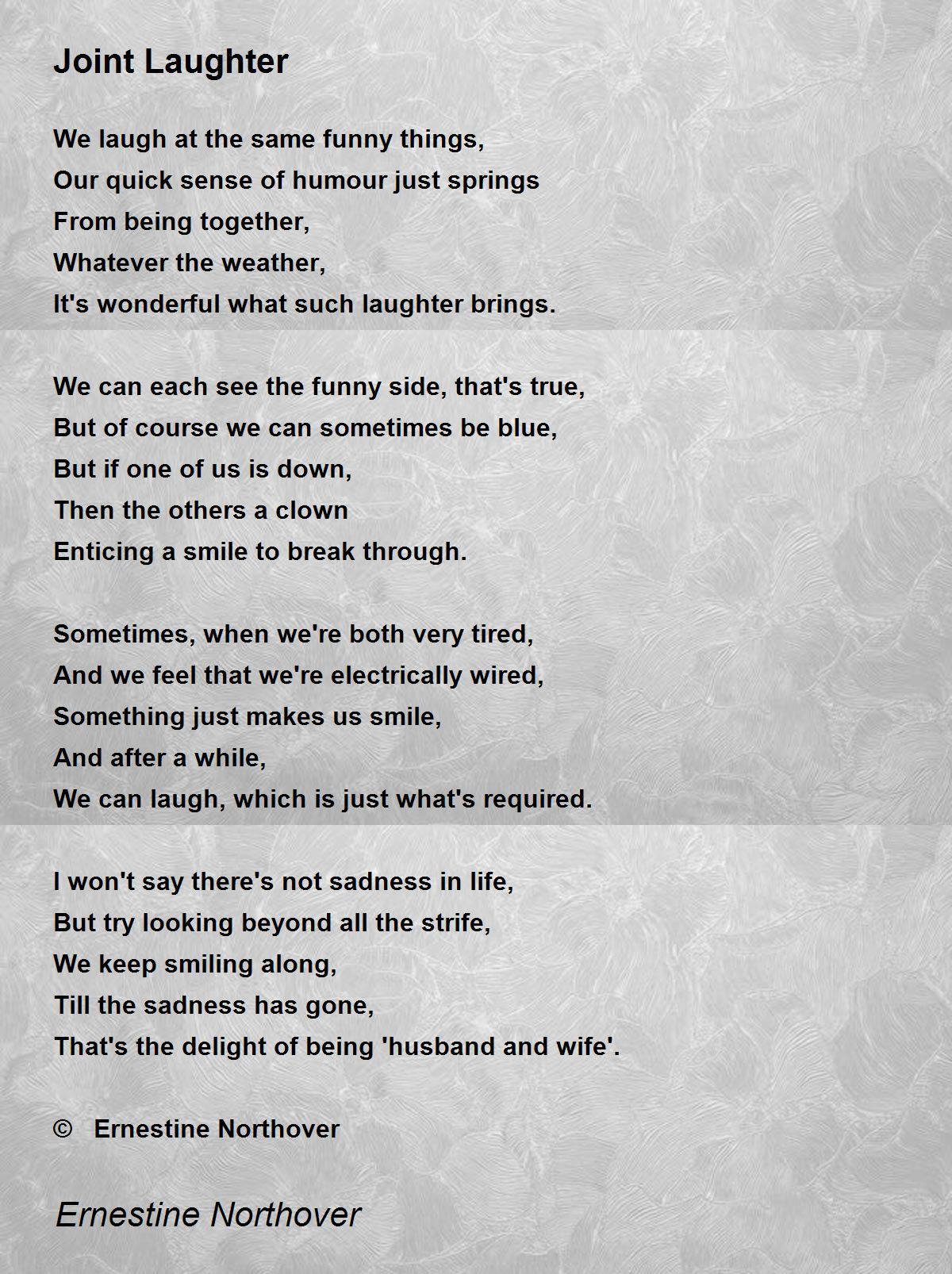 Joint Laughter - Joint Laughter Poem by Ernestine Northover